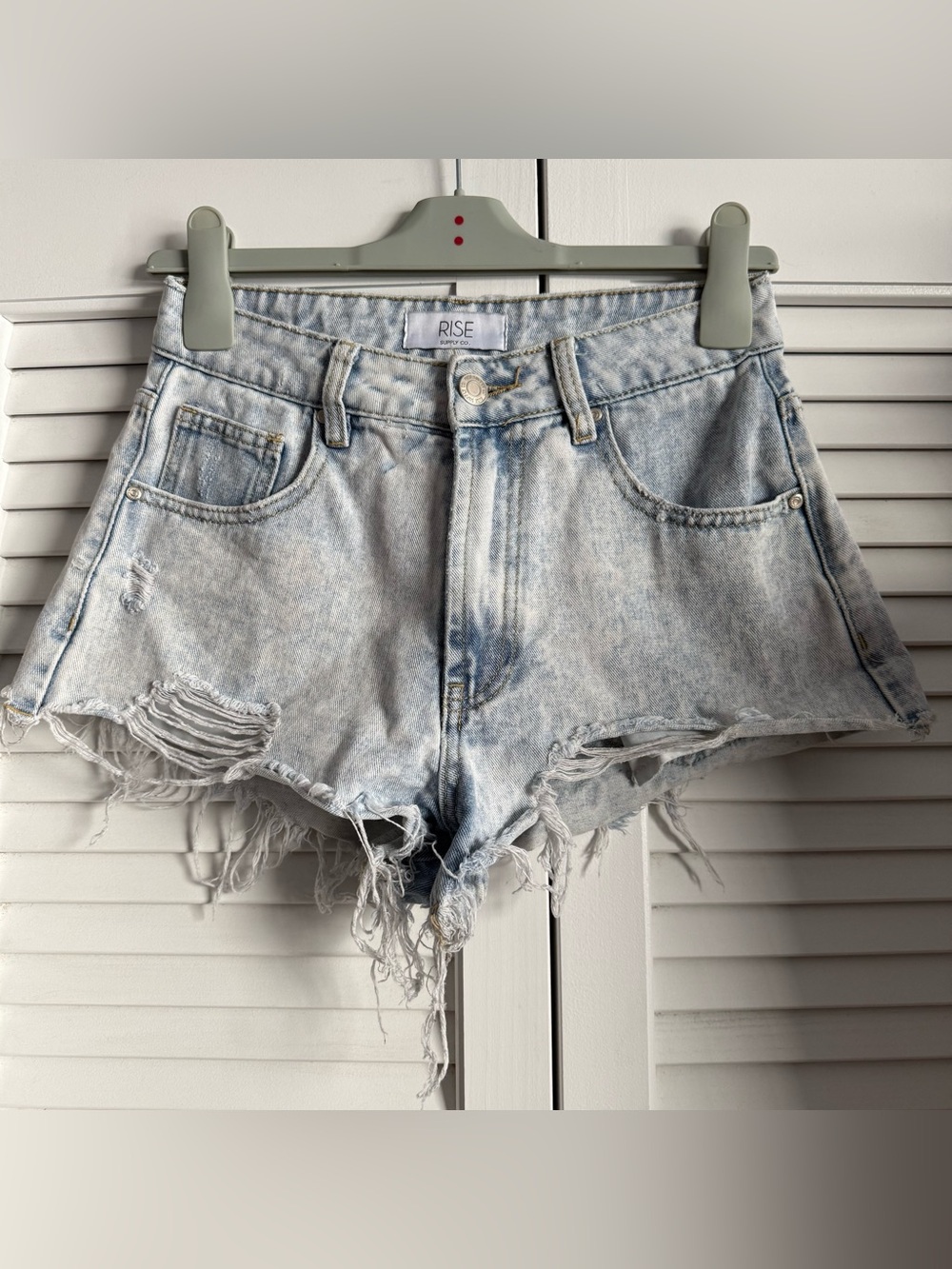 Light Blue Cheeky Distressed Denim Shorts